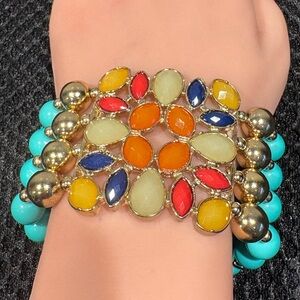 Vibrant Statement Gemstone & Bead Stretch Bracelet
